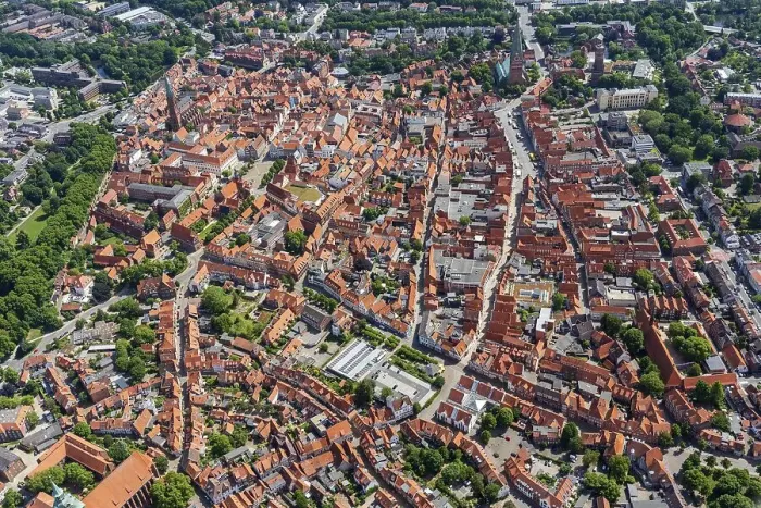 Framed Print : Aerial view of the Hanseatic city of Lueneburg