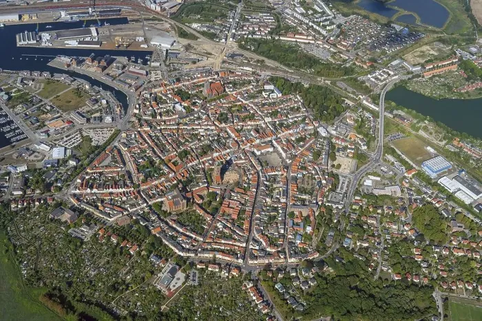 Framed Print : Aerial view of the Hanseatic City of Wismar