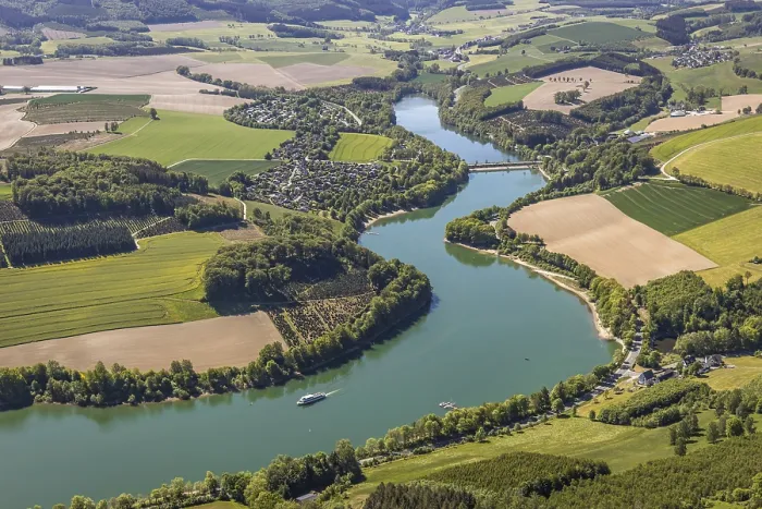 Framed Print : Aerial view, Hennetalsperre, Hennesee Framed Print : Aerial view, Hennetalsperre, Hennesee