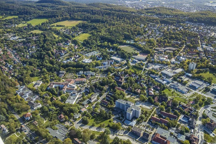 Framed Print : Aerial view, Hospital Mara Bethel