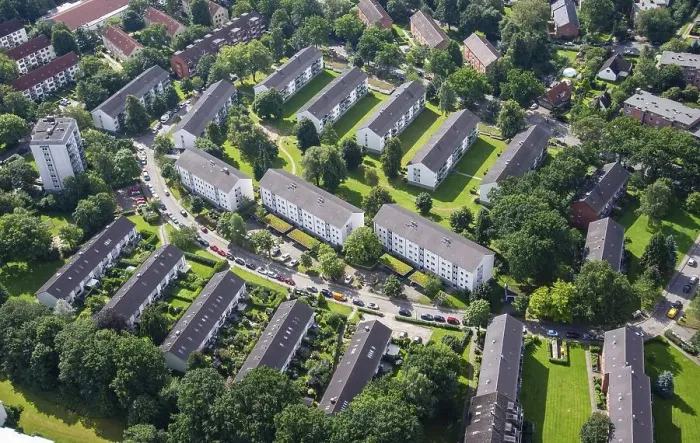 Framed Print : Aerial view of a housing estate