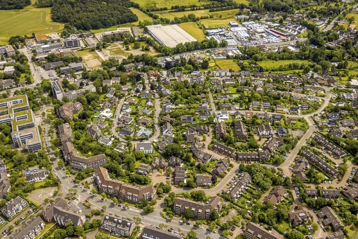 Framed Print : Aerial view, housing estate district Winster Framed Print : Aerial view, housing estate district Winster