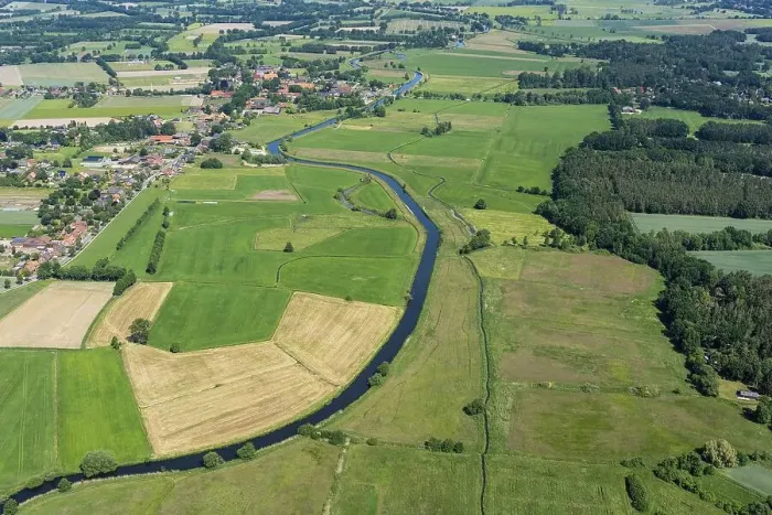 Framed Print : Aerial view of the Ilmenau, river Framed Print : Aerial view of the Ilmenau, river