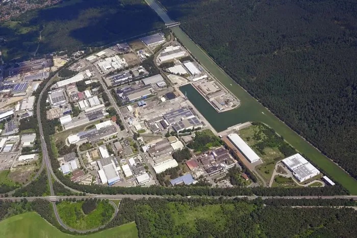Framed Print : Aerial view of industrial estate