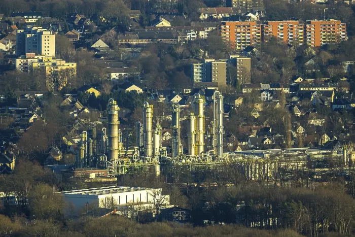 Framed Print : Aerial view, Ineos Phenol GmbH chemical plant