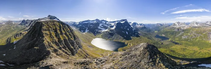 Framed Print : Aerial view, Innerdalstarnet, summit and view of lake Innerdalsvatna Framed Print : Aerial view, Innerdalstarnet, summit and view of lake Innerdalsvatna