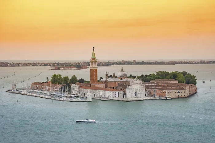 Framed Print : Aerial view of the island with the church of San Giorgio Maggiore Framed Print : Aerial view of the island with the church of San Giorgio Maggiore
