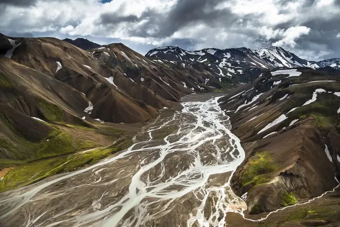 Framed Print : Aerial view, Joekulgilkvisl braided river Framed Print : Aerial view, Joekulgilkvisl braided river