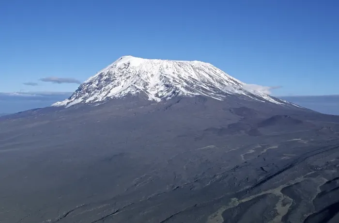 Framed Print : Aerial view of Kilimanjaro, snow-covered volcanic cone