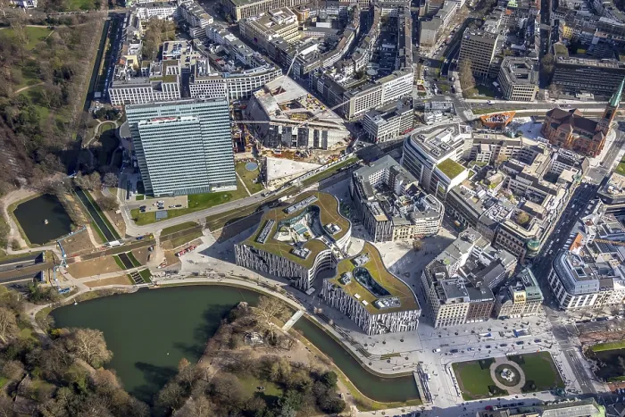 Framed Print : Aerial view, Ko-Bogen II construction site next to Schaspielhaus Dusseldorf construction site