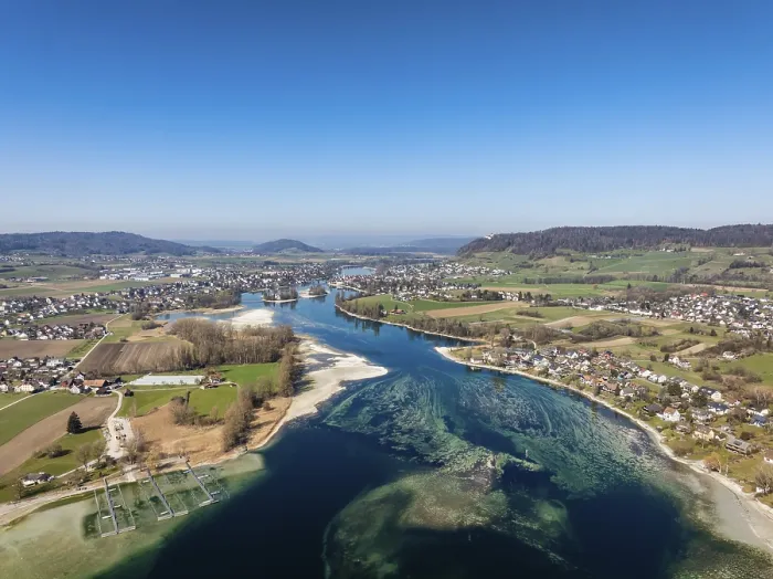 Framed Print : Aerial view of Lake Constance, at low tide
