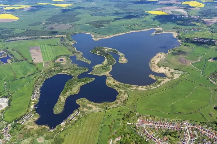 Framed Print : Aerial view of Lake Woserin, Sternberger Seenlandschaft Framed Print : Aerial view of Lake Woserin, Sternberger Seenlandschaft