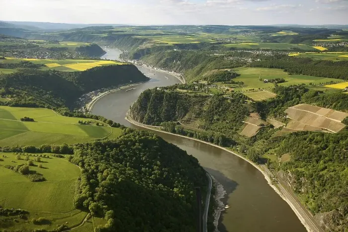 Framed Print : Aerial view, Loreley rock, Oberwesel Framed Print : Aerial view, Loreley rock, Oberwesel