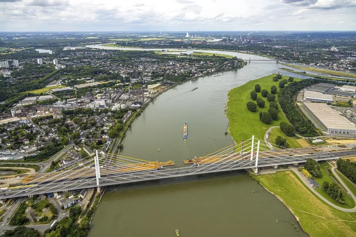 Framed Print : Aerial view, motorway A40 Rhine bridge Neuenkamp Framed Print : Aerial view, motorway A40 Rhine bridge Neuenkamp