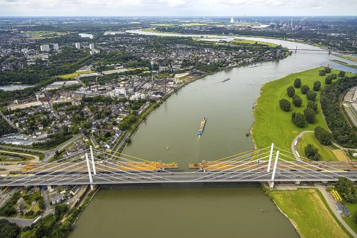 Framed Print : Aerial view, motorway A40 Rhine bridge Neuenkamp Framed Print : Aerial view, motorway A40 Rhine bridge Neuenkamp