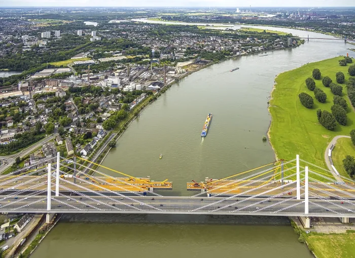 Framed Print : Aerial view, motorway A40 Rhine bridge Neuenkamp