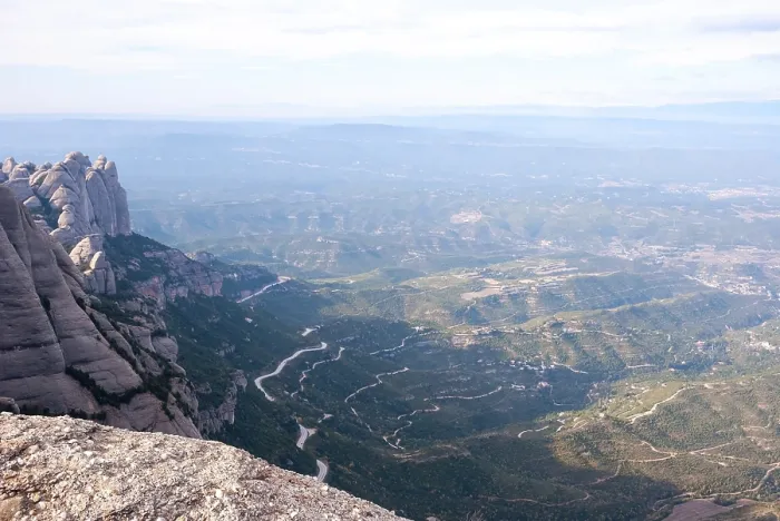Framed Print : Aerial view from mountains of Montserrat