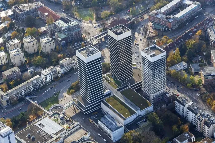 Framed Print : Aerial view of the Mundsburg high-rises