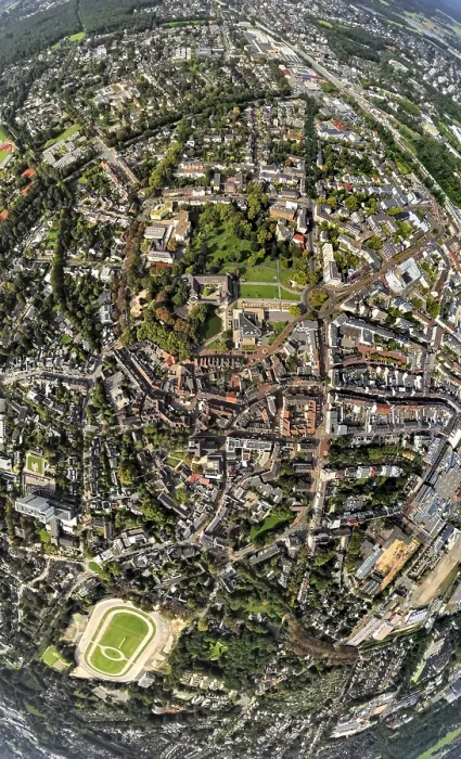 Framed Print : Aerial view, municipal park and castle Dinslaken with town hall Framed Print : Aerial view, municipal park and castle Dinslaken with town hall