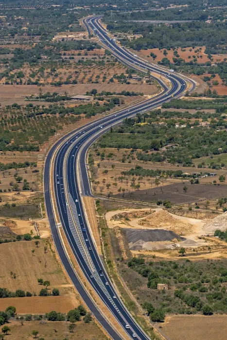 Framed Print : Aerial view, new Campos motorway between Llucmajor and Campos