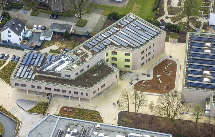 Framed Print : Aerial view, new Hospice and Palliative Center Niederberg building Framed Print : Aerial view, new Hospice and Palliative Center Niederberg building