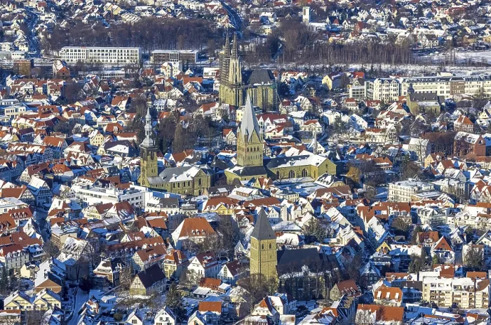 Framed Print : Aerial view, old town centre Soest Framed Print : Aerial view, old town centre Soest