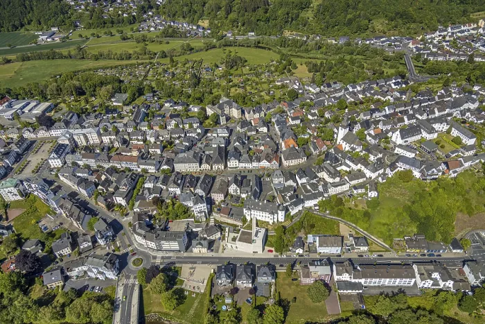 Framed Print : Aerial view, old town, city centre view
