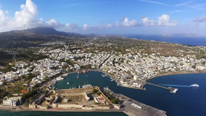 Framed Print : Aerial view, panorama, below Kastro Framed Print : Aerial view, panorama, below Kastro