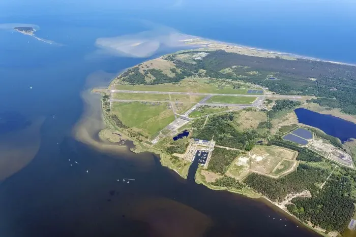 Framed Print : Aerial view of Peenemuende airfield