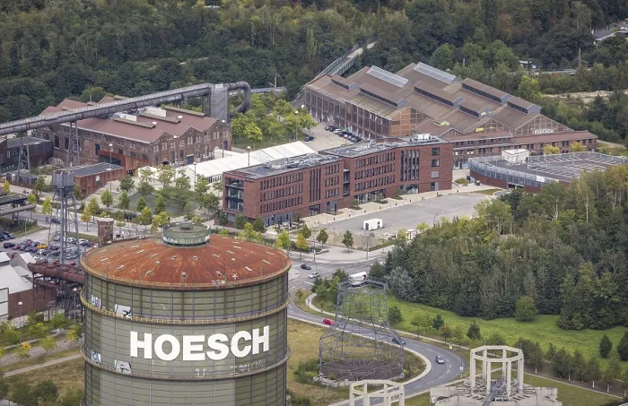 Framed Print : Aerial view, Phonix-West area with Hoesch gasometer in the district Horde in Dortmund Framed Print : Aerial view, Phonix-West area with Hoesch gasometer in the district Horde in Dortmund