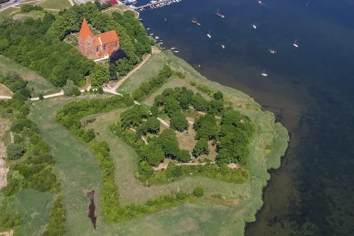 Framed Print : Aerial view of Poel Castle rampart