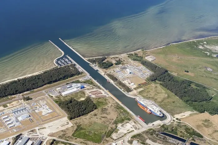 Framed Print : Aerial view of the port of Lubmin Framed Print : Aerial view of the port of Lubmin