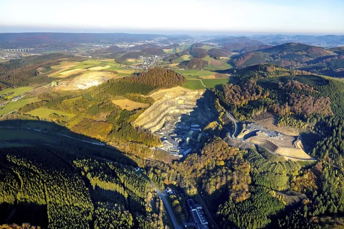 Framed Print : Aerial view, quarry WGU Berge am Kanzenberg Framed Print : Aerial view, quarry WGU Berge am Kanzenberg