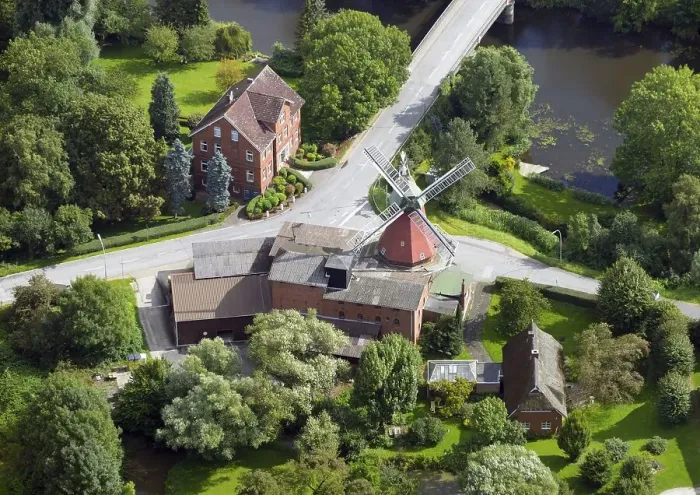 Framed Print : Aerial view of the Reitbrook windmill