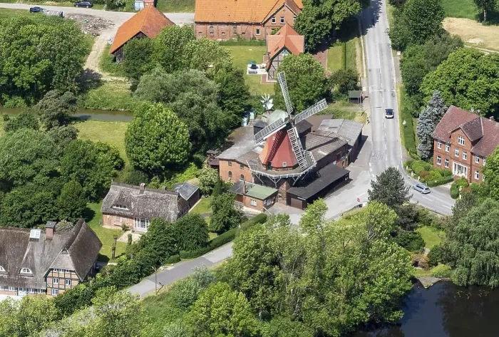 Framed Print : Aerial view of the Reitbrook windmill