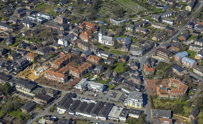 Framed Print : Aerial view, residential area city centre