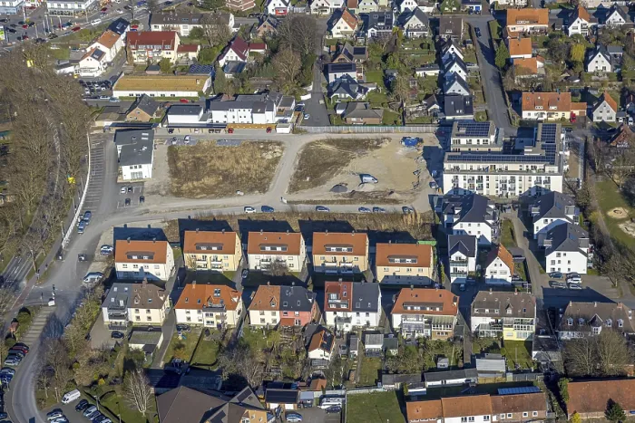 Framed Print : Aerial view, residential area between Elfser Weg and Riga-Ring