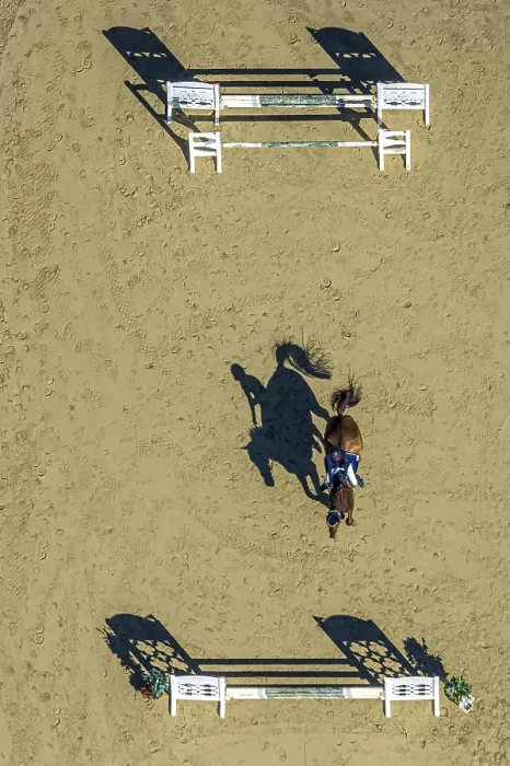 Framed Print : Aerial view, riding club Kamen