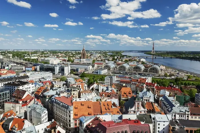 Framed Print : Aerial view of Riga center from St