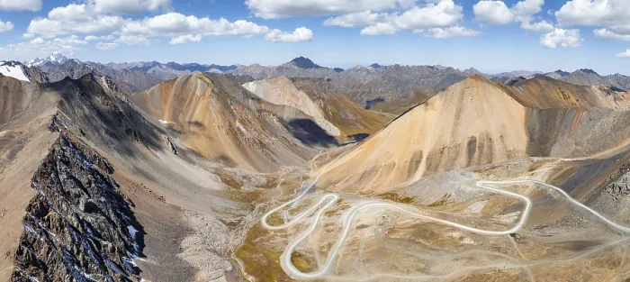 Framed Print : Aerial view, road with serpentines