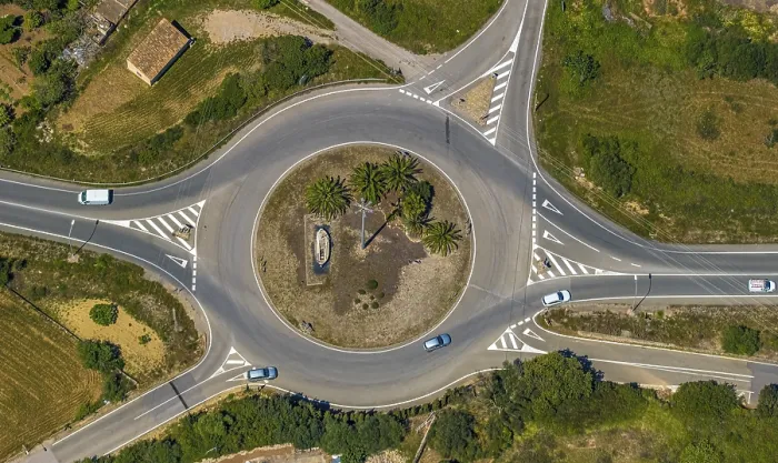 Framed Print : Aerial view, roundabout Carrer Major Framed Print : Aerial view, roundabout Carrer Major