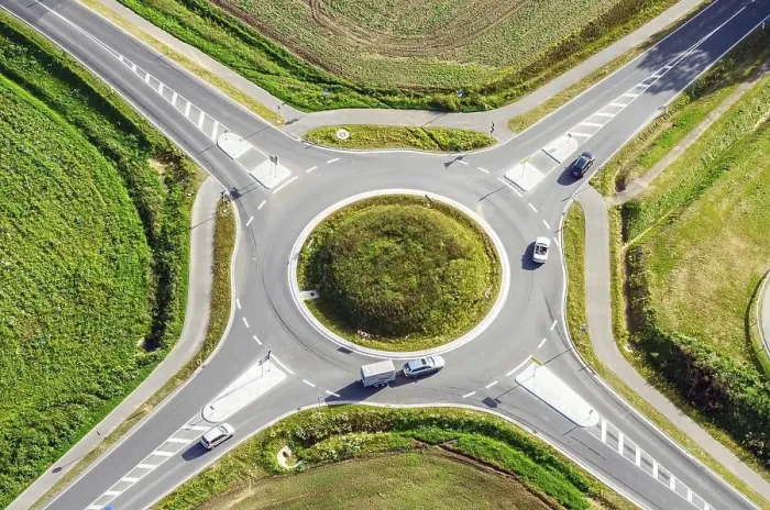 Framed Print : Aerial view of a roundabout in Germany Framed Print : Aerial view of a roundabout in Germany