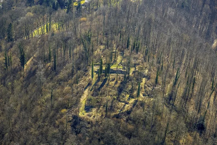 Framed Print : Aerial view, Rudenburg ruins Framed Print : Aerial view, Rudenburg ruins