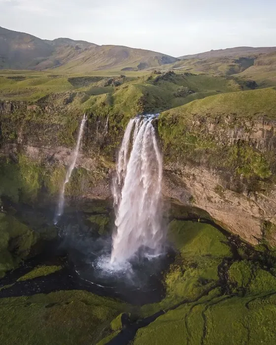 Framed Print : Aerial view, Seljalandsfoss Waterfall