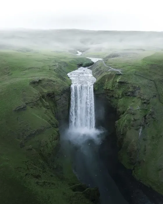 Framed Print : Aerial view, Skogafoss waterfall Framed Print : Aerial view, Skogafoss waterfall
