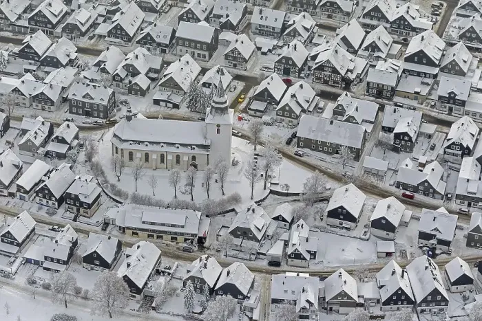 Framed Print : Aerial view, St. Jakobus Church or St