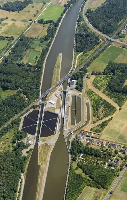 Framed Print : Aerial view of the Suelfeld Lock