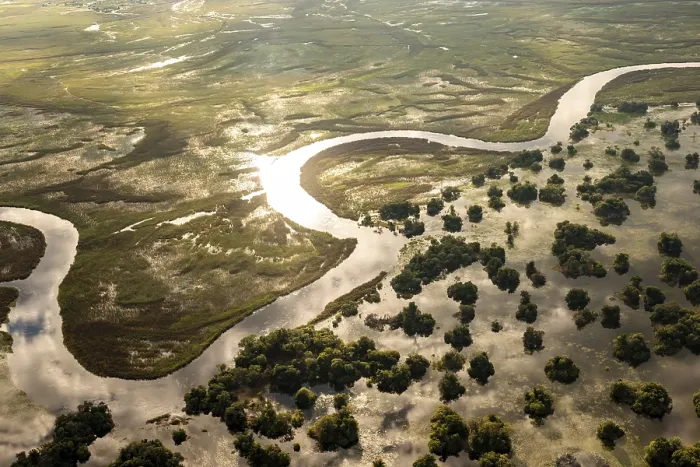 Framed Print : Aerial view, Swamp area, Okavango Delta, Botswana Framed Print : Aerial view, Swamp area, Okavango Delta, Botswana