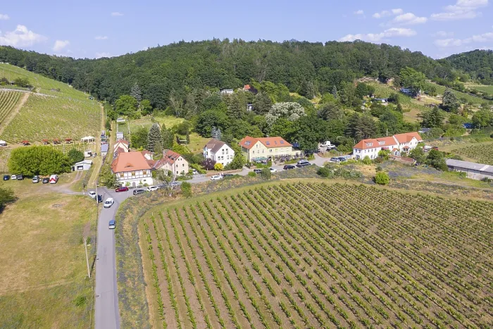 Framed Print : Aerial view of the Talkenberger Hof and the vineyards