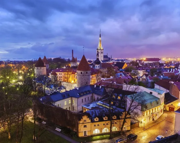 Framed Print : Aerial view of Tallinn Medieval Old Town with St Framed Print : Aerial view of Tallinn Medieval Old Town with St
